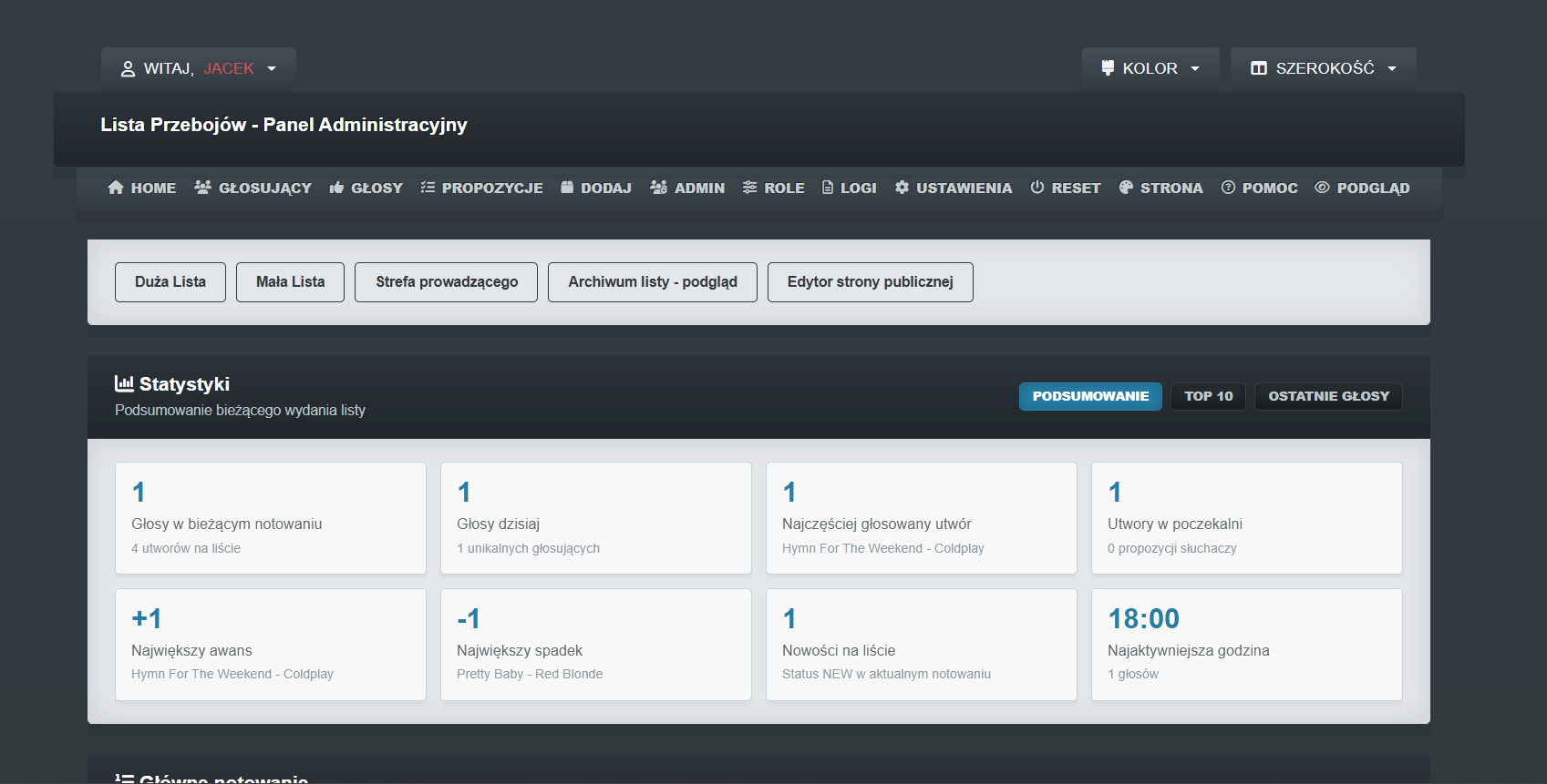 Admin panel